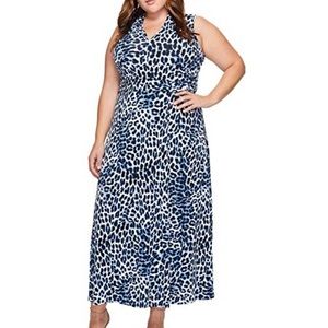 Vince Camuto Leopard Print Plus Maxi Dress Plus 2X